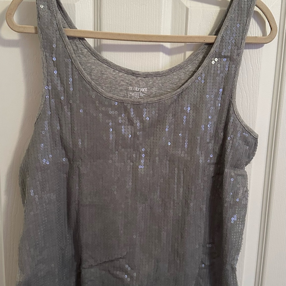 Lane Bryant Gray Sequin Tank Top